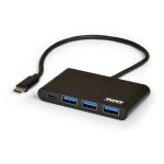 Port USB Type-c to 3 X Usb3.0 and 1 X Type-c Pd 30cm 4 Port Hub - Black
