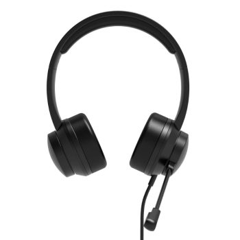 Port Connect USB Headset 1.8m Cable with Mic and Padded/soft Cushions Black