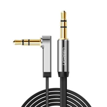 UGREEN Av119 Right-angled 3.5mm Flat Aux Cable 2m - Black/silver