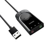 UGREEN Cm129-40964 USB-A to 3.5mm External Stereo Sound Adapter - Black