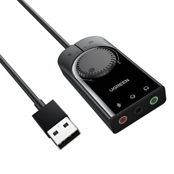 UGREEN Cm129-40964 USB-A to 3.5mm External Stereo Sound Adapter - Black
