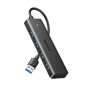 UGREEN 4-in-1 USB 3.0 Hub - High-speed 5gbps Data Transfer - Grey