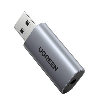 UGREEN Cm383-80864 USB-A to 3.5mm Audio Jack External Sound Adapter - Silver