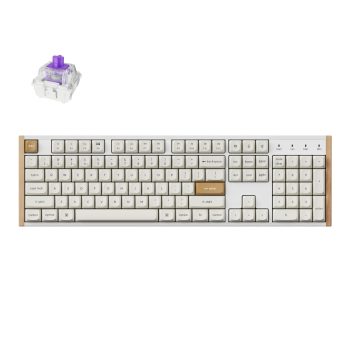 Keychron K10 He Special Edition Full-size Hot-swap Gateron Dbl-rail Nebula Switch RGB Wireless Keyboard - White (Wood + Al)