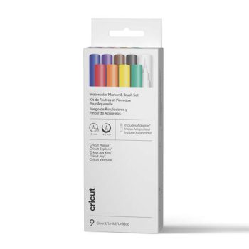 Cricut Watercolour Marker & Brushed Brush Set (9 Ct) + Adapter