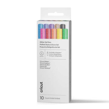 Cricut Glitter Gel Pens 0.8 Mm, Rainbow Sampler (10 Ct) + Adapter
